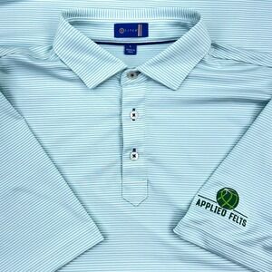 Stitch Polo Shirt Men Large Blue White Striped  Performance Golf Club Teal Adult